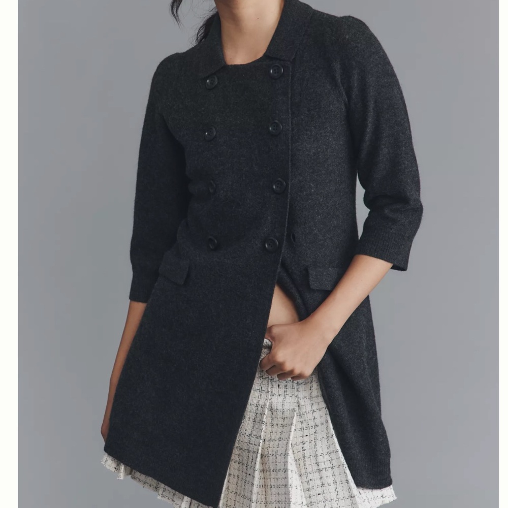 NWT Maeve Anthropologie Double-Breasted Merino Wool Long Cardigan Sweater RARE M